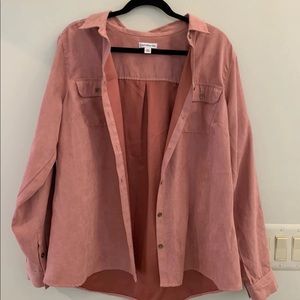Pink Suede Button Up